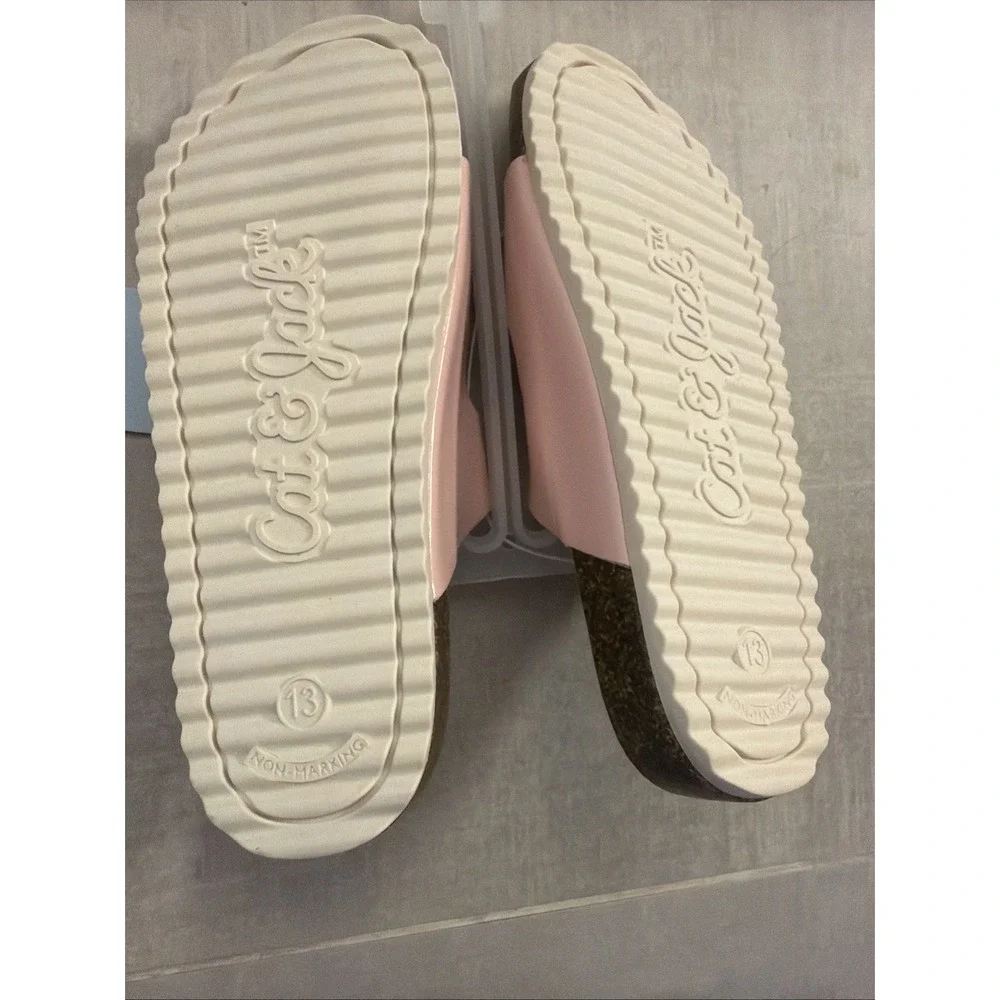 Cat & Jack Girls' Drew Slip-On Footbed Sandals Pink Size 13
